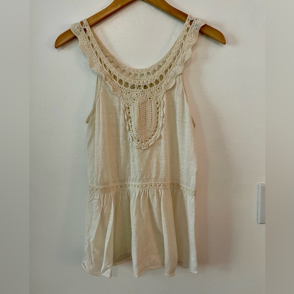 Banana Republic Cream Crochet Detail Tank Top